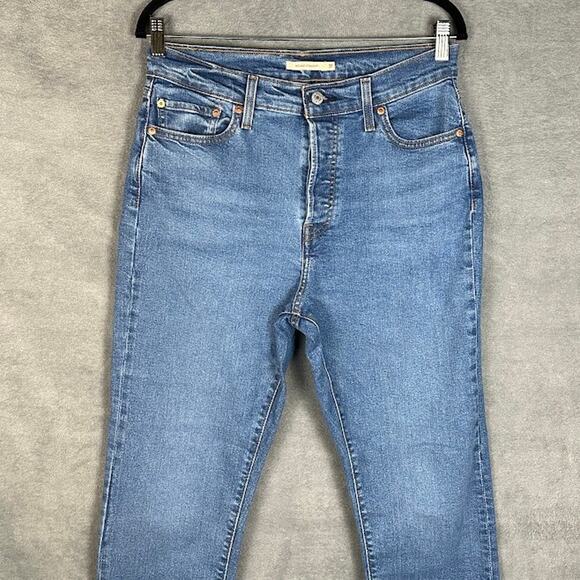 Levis Jeans Womens 31 Blue Wedgie Straight Button Fly Stretch Pockets High Rise - Picture 2 of 14
